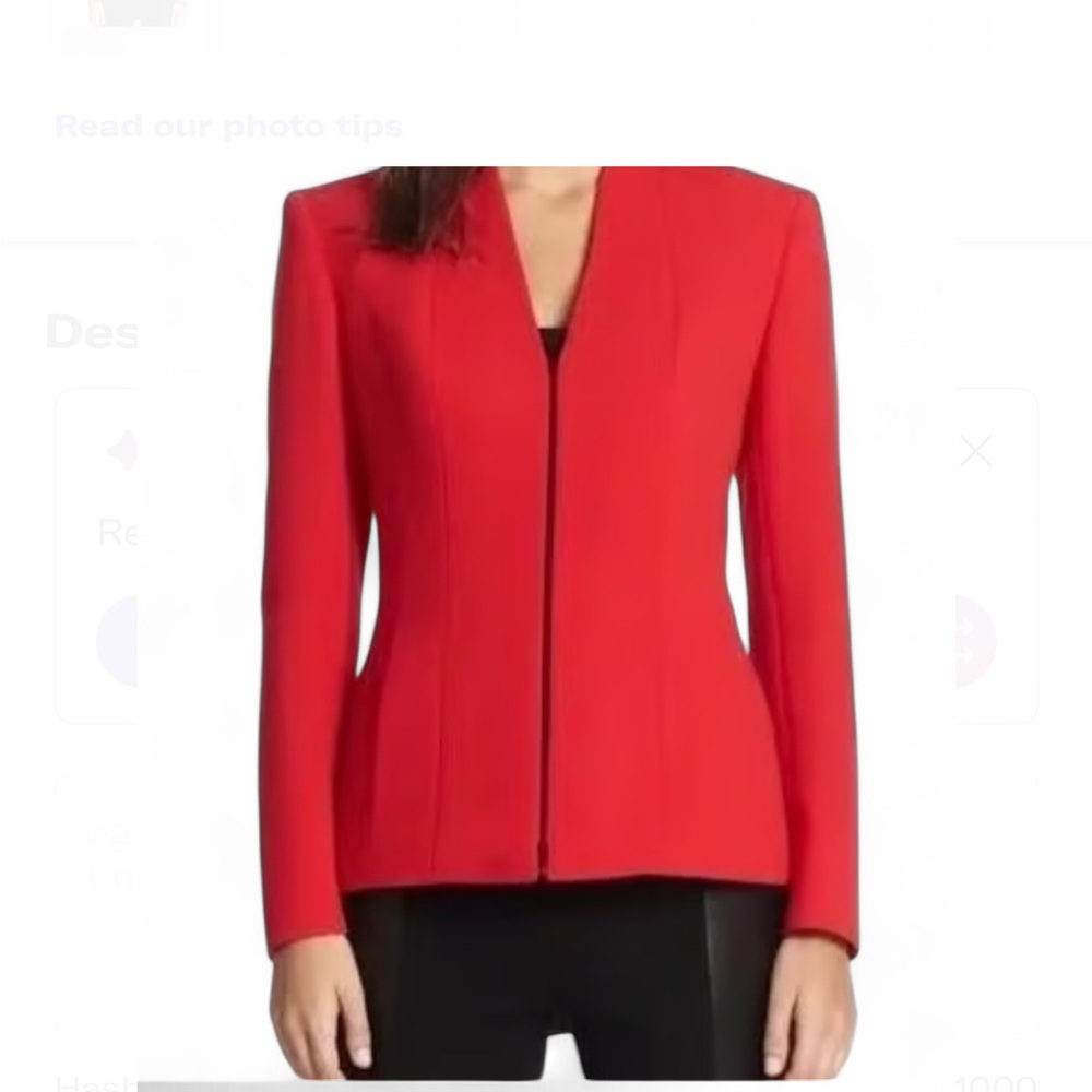 Lafayette 148 New York Women’s Red Tara Seamed Scuba Jacket Blazer Wool Size 8